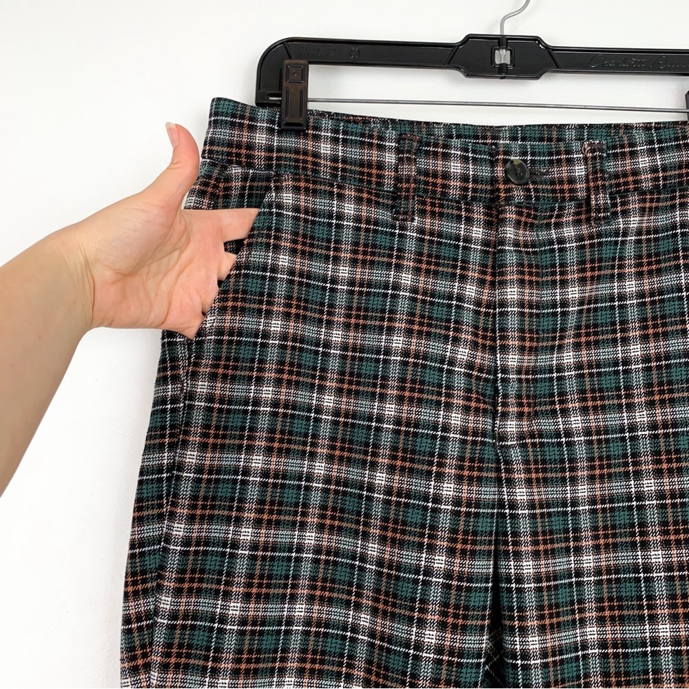 American Eagle super hi-rise skinny trousers in green plaid crop length size 8 - Picture 3 of 7